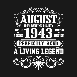 August 1943 Retro T-Shirt Vintage Birthday Decorations T-Shirt