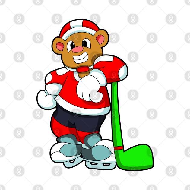 Bear at Ice hockey with Ice hockey stick by Markus Schnabel