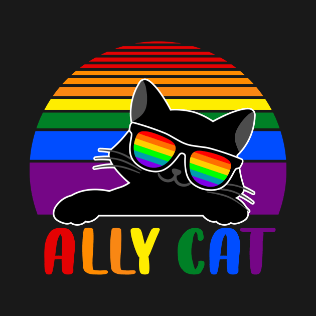 LGBT Ally Cat Be Kind Gay Rainbow Funny LGBTQ Flag Gay Pride by marisamegan8av