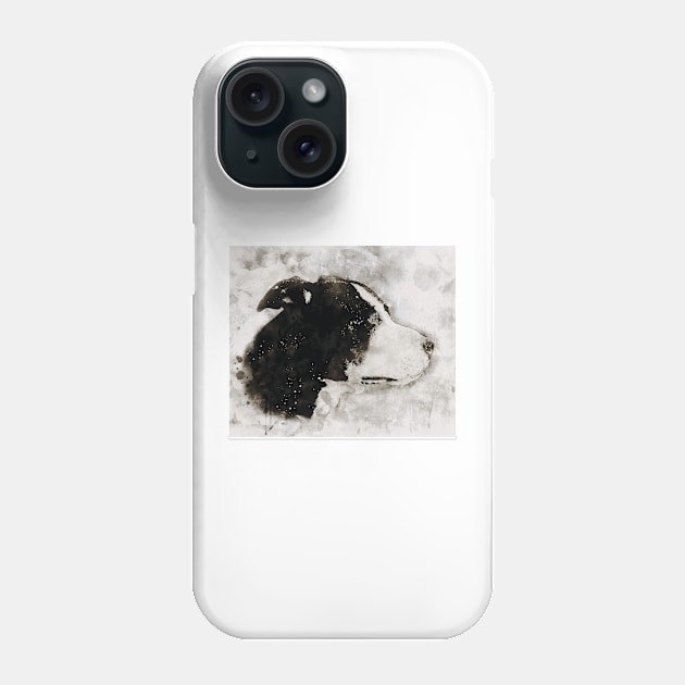 American Pitbull dog watercolour digital portrait effect. Phone Case by gezwaters