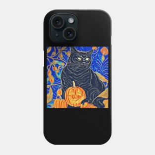 Retro Black Cat And Jack O Lantern Phone Case