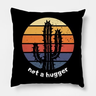 Cactus 'Not a Hugger' Retro Style Pillow