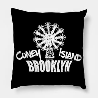 Coney Island Brooklyn white ink Pillow