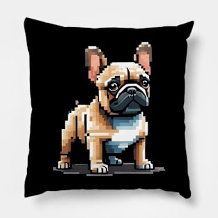 Brown 8-Bit Portrait Digital French Bulldog Pillow