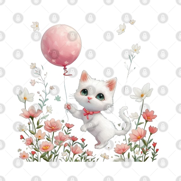 Kitten's Balloon Garden by TooplesArt