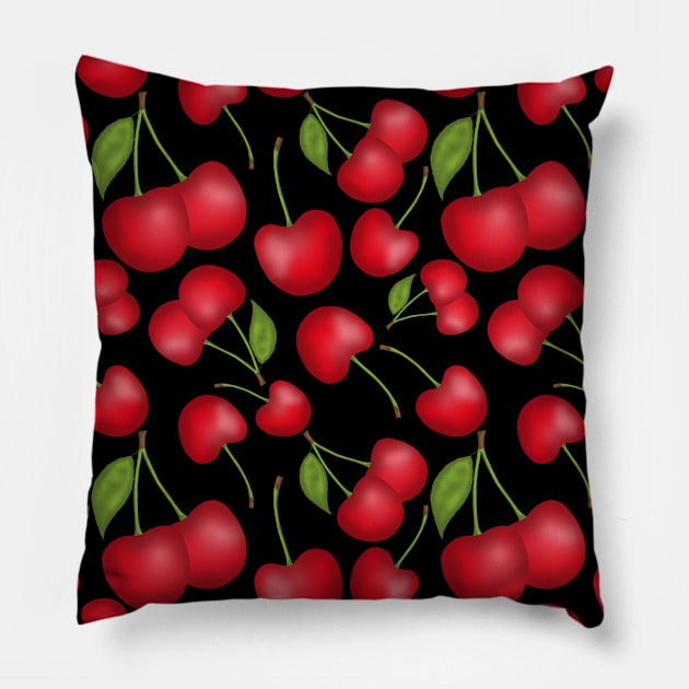 Cherries pattern Pillow by Juliana Costa