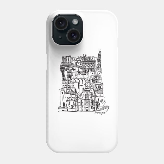 Portugal Monuments black Phone Case by HauntdHause Studio