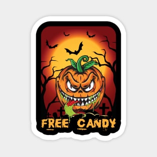 Free Candy – Scary Jack O Lantern Pumpkin Magnet