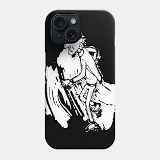 Moon Man Smudge White Ink Telescope Phone Case