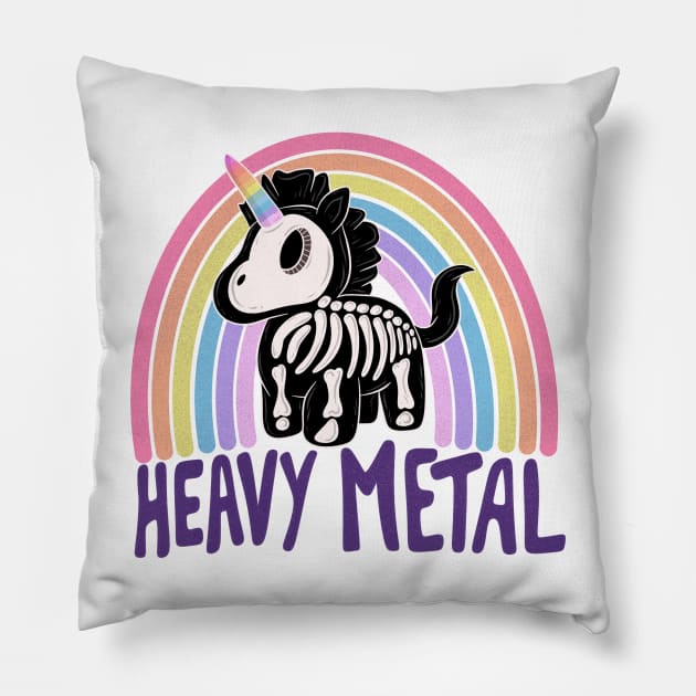 Heavy metal unicorn Pillow by Jess Adams