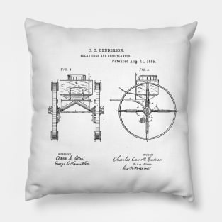 Sulky Corn and Seed Planter Vintage Patent Hand Drawing Pillow