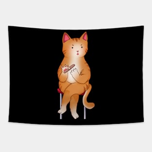 Funny Kawaii Orange Cat with Attitude, Love Cats Tapestry