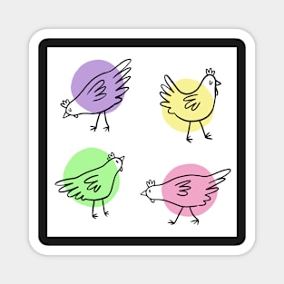 Doodle Hens - Pastel Spots Magnet