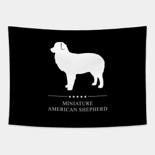 Miniature American Shepherd Dog White Silhouette Tapestry