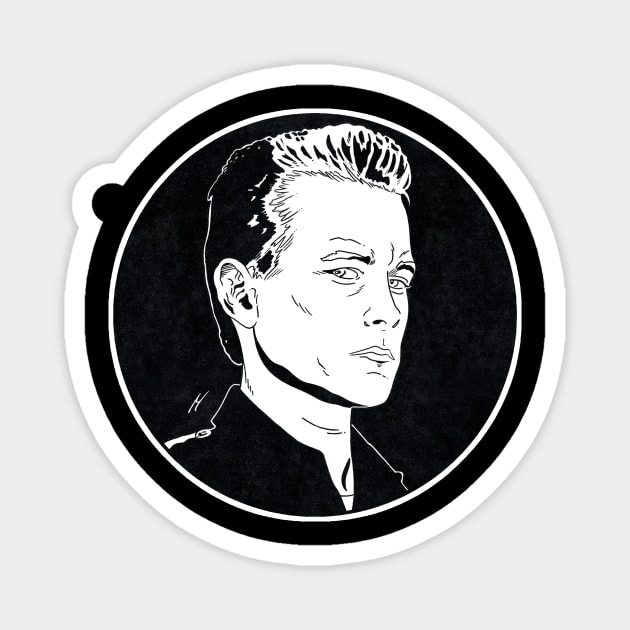 T1000 - Terminator 2 (Circle Black and White) Magnet by Famous Weirdos