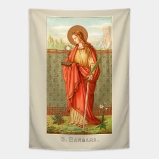 Saint Barbara Vintage Holy Card Tapestry