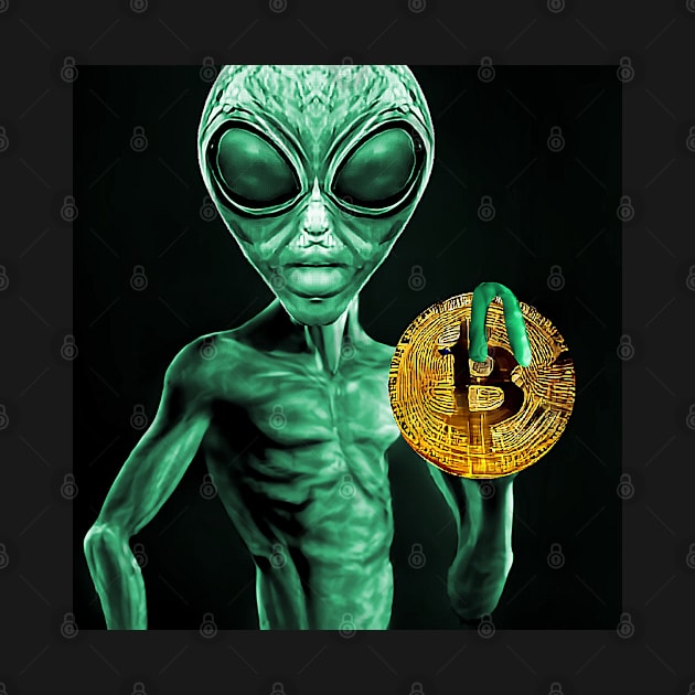 Alien Bitcoin Collectors Mars Invasion Sci-fi by PlanetMonkey