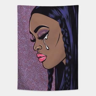 Sad Black Comic Girl Tapestry