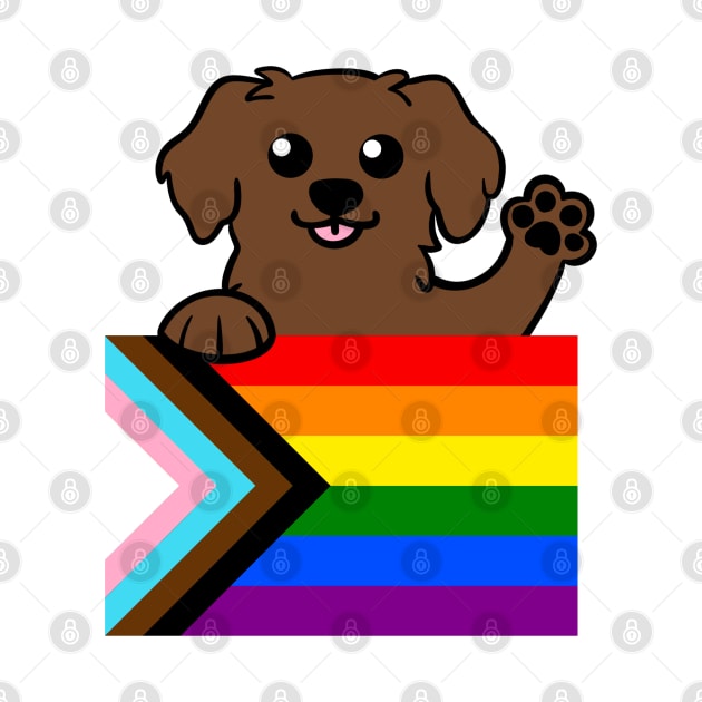 Love is Love Puppy - Brown by LittleGreenHat