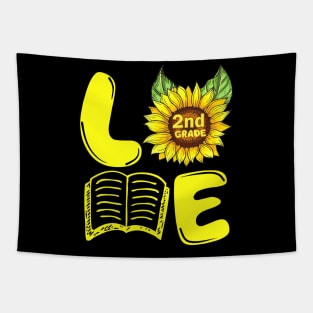 Love Second Grade Sunflower Funny Back To School Teacher Gift Tapestry