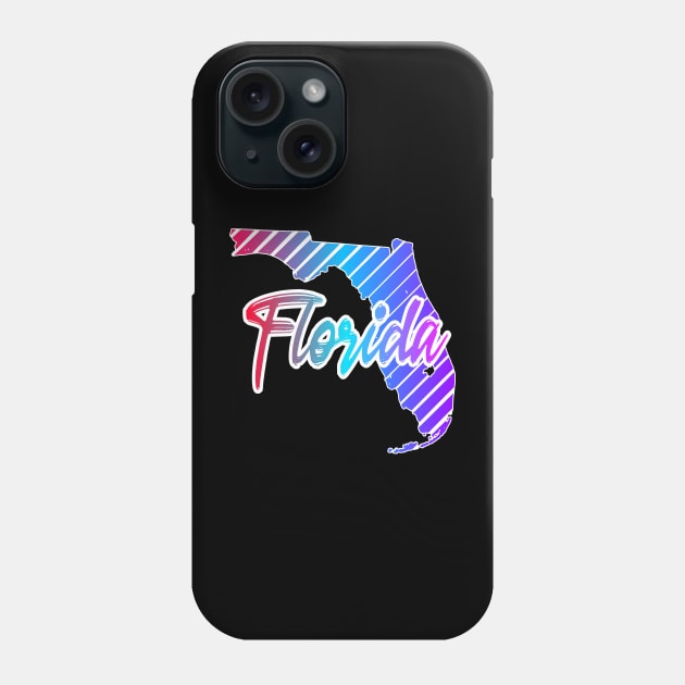 Florida Map Retrowave Style Phone Case by AR DESIGN