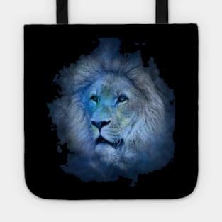 Blue and white lion Tote