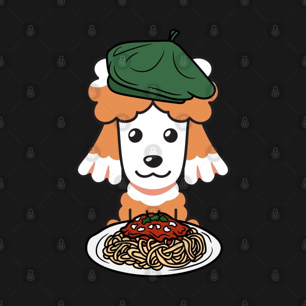 Dog eating Spaghetti - French Poodle by Pet Station