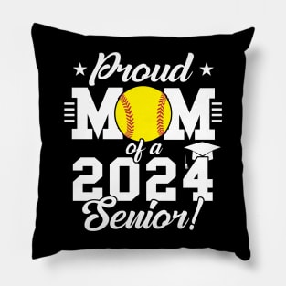 Softball Proud Mom Of A 2024 Senior Pillow