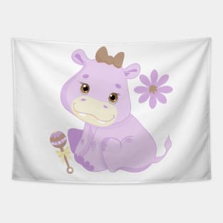 Super Cute Purple Baby Pig Tapestry