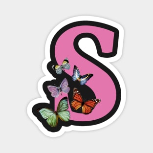 Letter pink S with colorful butterflies Magnet