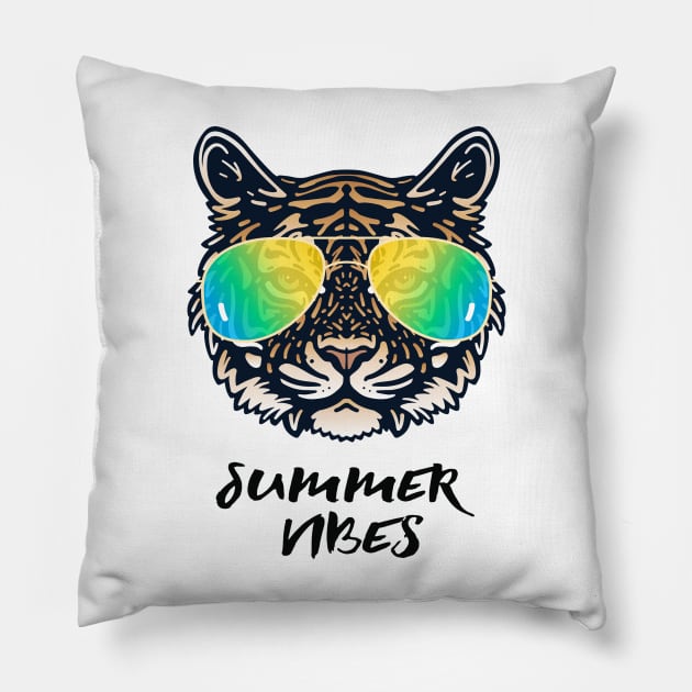 Summer Vibes Tiger Pillow by Mutinyintl