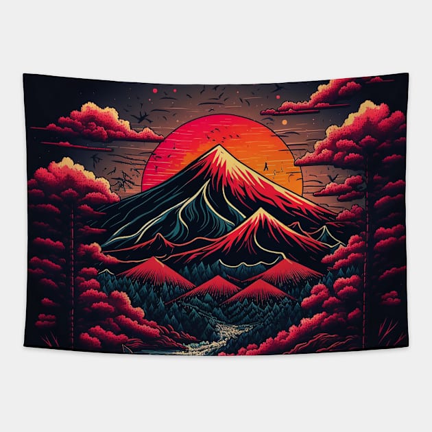 Mountain Sunset Tapestry by taoistviking