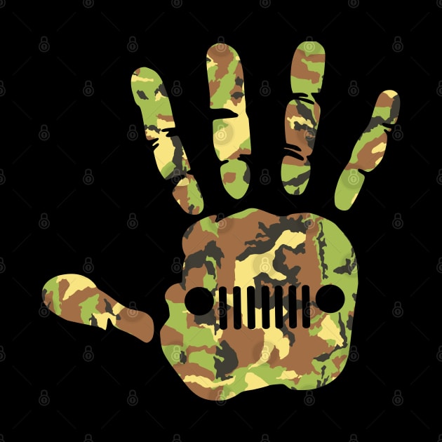 Jeep Hand Palm Print Camo, Funny Camouflage Design Old Cars for Jeep Lovers by Printofi.com
