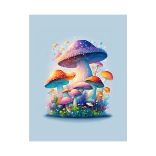 Colorful Mushrooms In Watercolor Style - AI Art T-Shirt