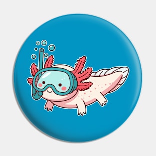 cute axolotl snorkeling Pin