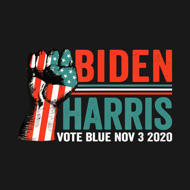 Biden Harris Justice Fist American Flag Vote Blue 2020 Meme T-Shirt by Danielss