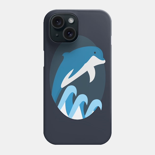 dolphin blue sea wave Phone Case by dablohotaka