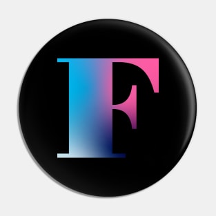 Capital Letter F Monogram Gradient Pink Blue White Pin