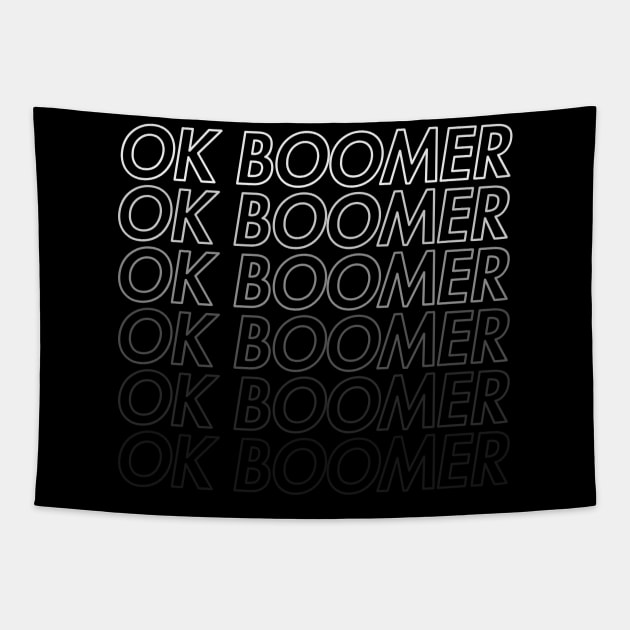 OK Boomer fade on black Tapestry by stickerfule