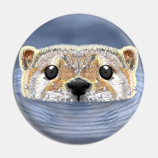 Otter with funny face classic swimming on water Pin