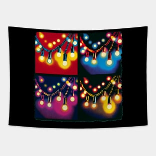 Luminous Lines: Pop Art's Twinkling Tapestry - Christmas Lights Tapestry