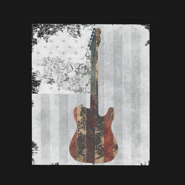 Telecaster With Rustic American Flag Background by justinDuffy