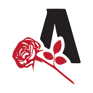 Letter A monogram with a red rose. T-Shirt