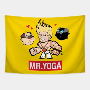 Mr. Yoga and Pugs Original Tapestry