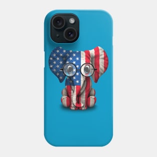 Baby Elephant with Glasses and American Flag Phone Case