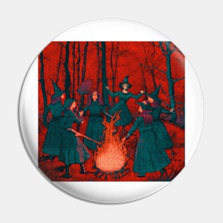 Coven of Witches around the Fire Pin