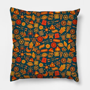 Ethnic Tribal Earthy Shapes Background Pattern Art Pillow