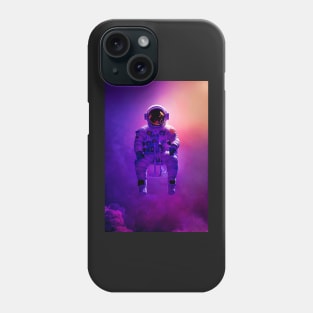 Astronaut sitting on a chair in space Phone Case