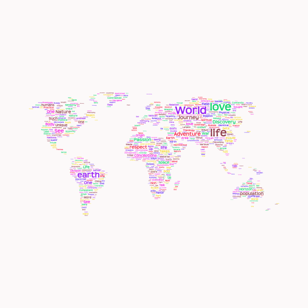 World Map Travel Text Word Cloud by Cubebox