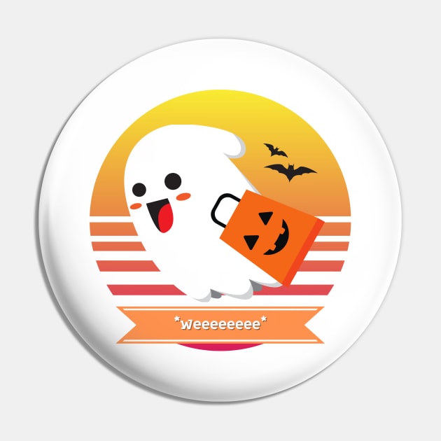 Halloween Cute Ghost Goes *Weeeeeeee* Trick or Treating with Candy Bag Pin by nathalieaynie